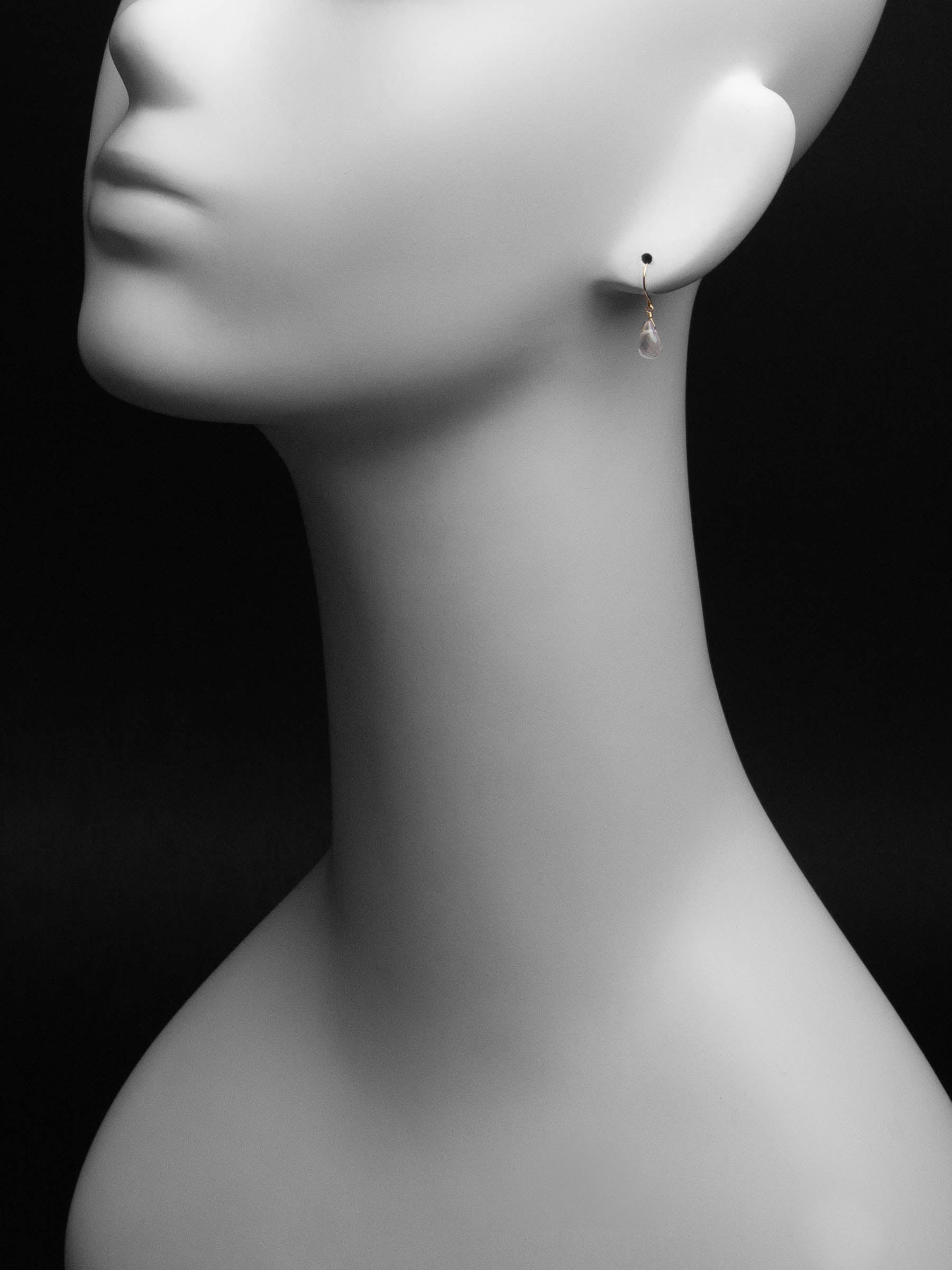 ローズクォーツ ドロップ K10ピアス