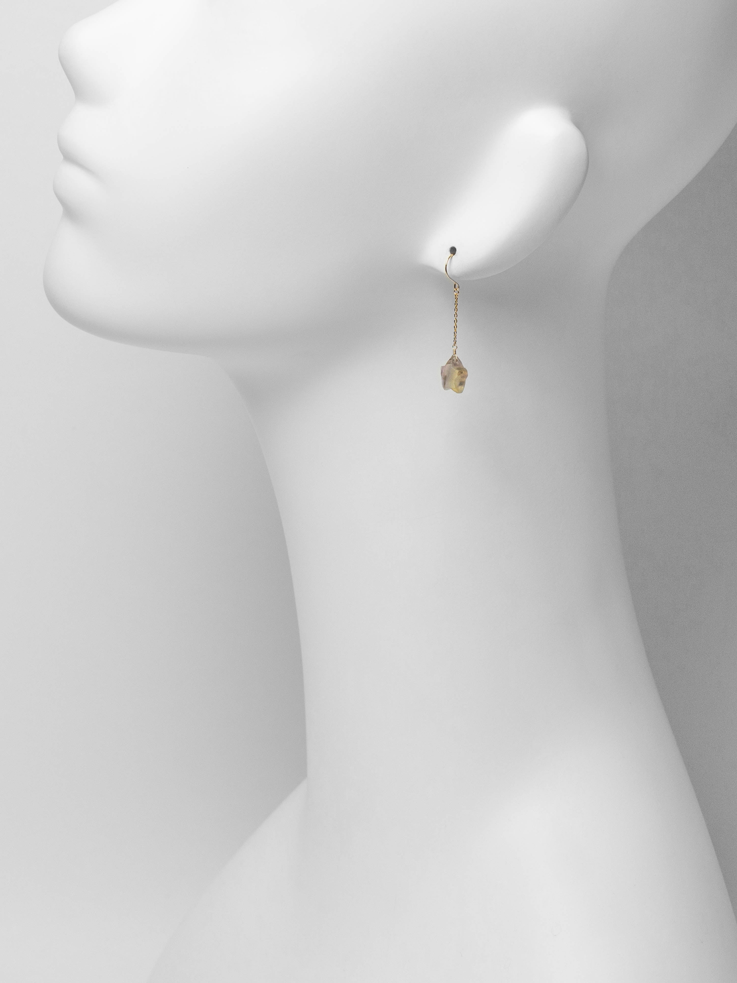 フローライト 星 K10ピアス-A／１点もの